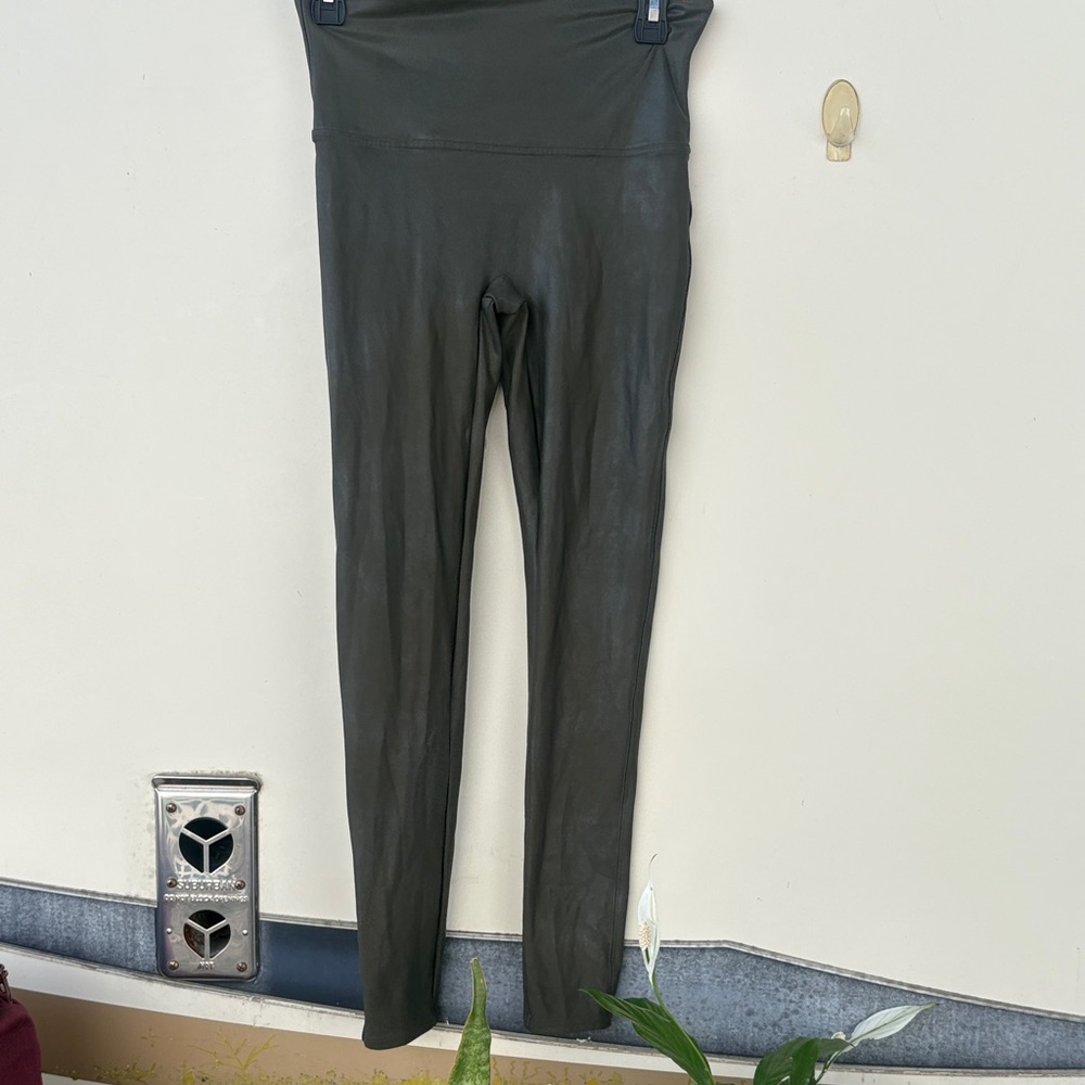 SPANX Black High-Waist Faux Leather Leggings